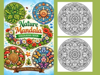 Nature Mandala Colouring Worksheets - Mindful Coloring Pages for Kids - Fine Motor
