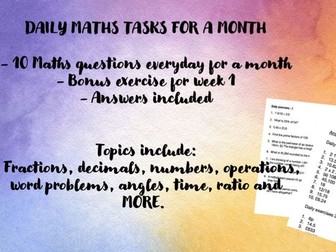 MATHS EXERCISES EVERYDAY FOR A MONTH
