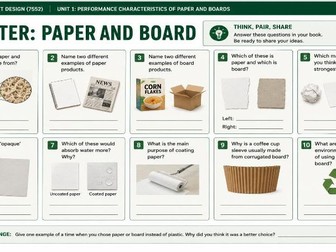 Lesson 1 Performance of paper and board KS5 Paper 1