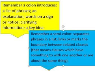 Colons and semi-colons worksheet
