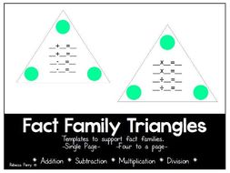 fact family triangles templates math resource addition