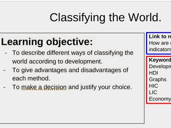 Classyfying the world (Year 7 Development)
