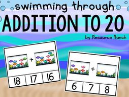 "Swimming Through Addition" Addition Clip Cards to 20