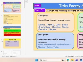 P1 Energy AQA Series of Lessons