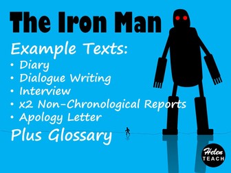 Iron Man | 6 Example Texts & Glossary BUNDLE with Feature Identification & Answers