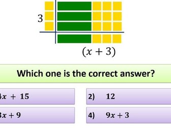 Expanding single brackets (Mastery Style) using algebra tiles