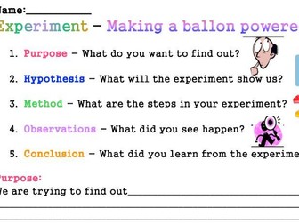 Science Experiment Record Sheet KS2