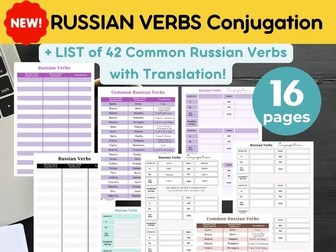 RUSSIAN русский Language VERB Conjugation Practice | PRINTABLE Worksheets Digital