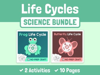 Life Cycles Science Bundle / Life Cycle Worksheets – Frog & Butterfly Biology