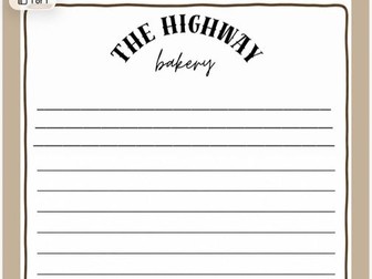 Writing template- Highway Bakery Advert