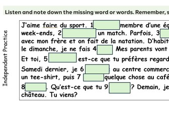 New French AQA Higher Module1 Unit 6 J'ai participé aux jeux de la Francophonie