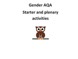 AQA psychology- Gender starter and plenary activities