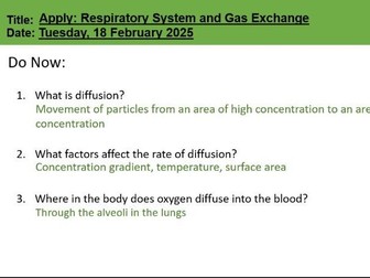 Apply - Respiratory System and Gas Exchange