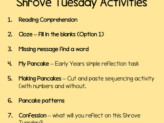 Shrove Tuesday Activity Pack