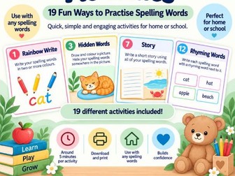 Spelling Activities for Kids | Printable Spelling Practice Flashcards | KS1 & KS2