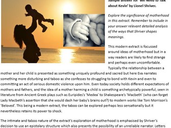 Unseen prose extract and A* sample answer for A Level