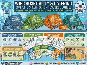 WJEC Hospitality and Catering Complete Specification Resource Pack Bundle | Unit 1 and Unit 2