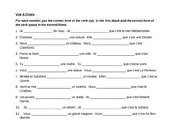 Voir et Croire French verbs worksheet | Teaching Resources