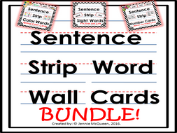 Sentence Strip Word Cards: Bundle 100+ Words