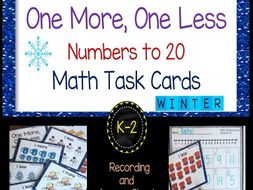 One More, One Less Numbers to 20 - Winter Task Cards