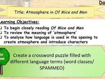 WJEC 'Of Mice and Men' Year 9 Resourced Scheme of Work - 11 double lessons (22 lessons if split)