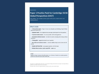 Cambridge IGCSE Global Perspectives 0457 Paper 1: Screen Use & Water Scarcity Papers + Answers