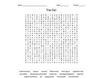 The Cell Word Search for a Microbiology Course