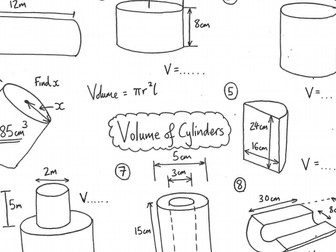 Volume of Cylinders Worksheet
