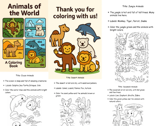 “Animals Around the World – Educational Coloring Book for Kids”