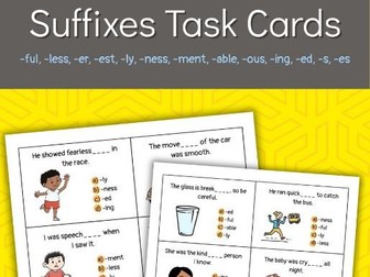 Suffixes Task Cards – Multiple Choice.