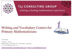 Writing and Vocabulary Centers for Primary Mathematicians Packet