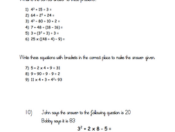 bodmas year 6 order of operations with 3 levels of