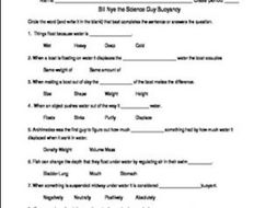 Bill Nye: Buoyancy (density) video sheet