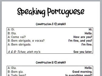 Speaking Portuguese Basic Conversation Sheet