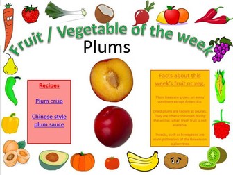 Fruit Vegetable of the week, one for each week of the entire academic year.