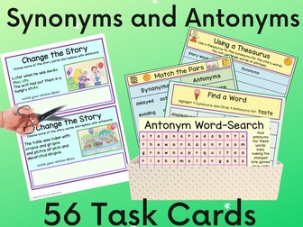 Synonyms and Antonyms Printable Task Cards Long A Phonics & Grammar