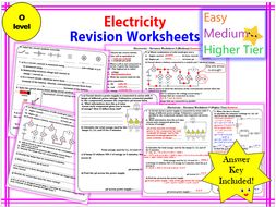 electricity revision worksheet o level teaching resources