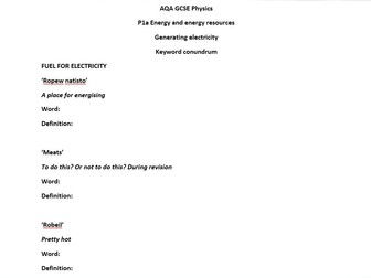 GCSE AQA Physics keyword revision