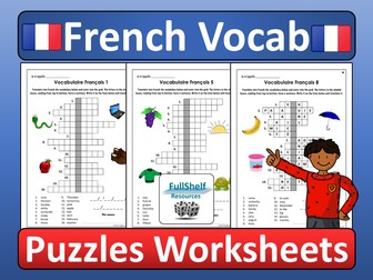 French Vocabulary Revision Worksheets Puzzles