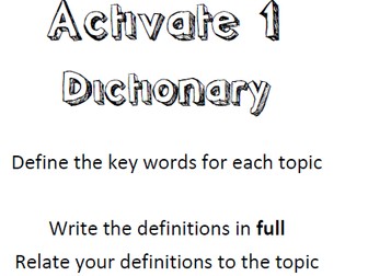 Dictionary Keywords Year 7 Activate 1