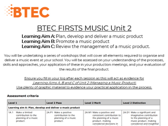 BTEC First Music Unit 2 Log Book