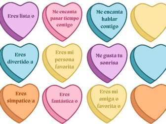 Valentine's Day-  Candy hearts Kind words in Spanish