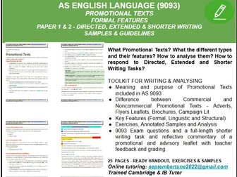 FEATURES AND WRITING OF PROMOTIONAL TEXTS: CAIE AS ENGLISH LANG (9093)