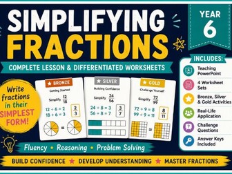 Simplifying Fractions | Complete Lesson & Differentiated Worksheets | Year 6