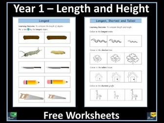 Length and Height Worksheets - Year 1