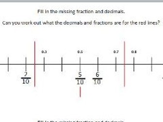 Ordering fractions and decimals onto a number line