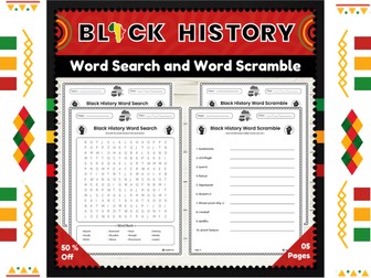 Black History Month Word Search & Scramble : Vocabulary Activities Bundle