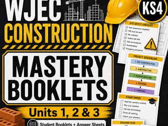 WJEC Level 1/2 Construction and the Built Environment Complete Booklet Bundle | Units 1, 2 and 3 | Retrieval, Revision, Exam Prep, Mastery and Homework Booklets & Answers