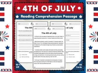 4th of July Reading Comprehension Worksheets for 2nd Grade