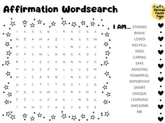 Free Affirmation word search for mindset